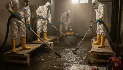 Sewage cleanup crew restoring Elk Grove, CA home after water damage and contamination