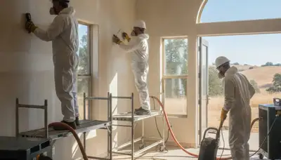 Water damage restoration crew in Elk Grove, CA removing water from a flooded home
