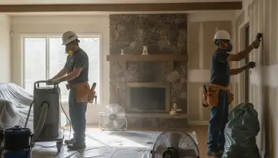 Water damage restoration team in Elk Grove, CA inspecting a damaged home and starting cleanup