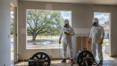 Water damage restoration team in Elk Grove, CA helping dry and repair a damaged property