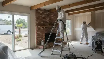 Water damage restoration crew in Elk Grove, CA inspecting a damaged home for cleanup and repairs
